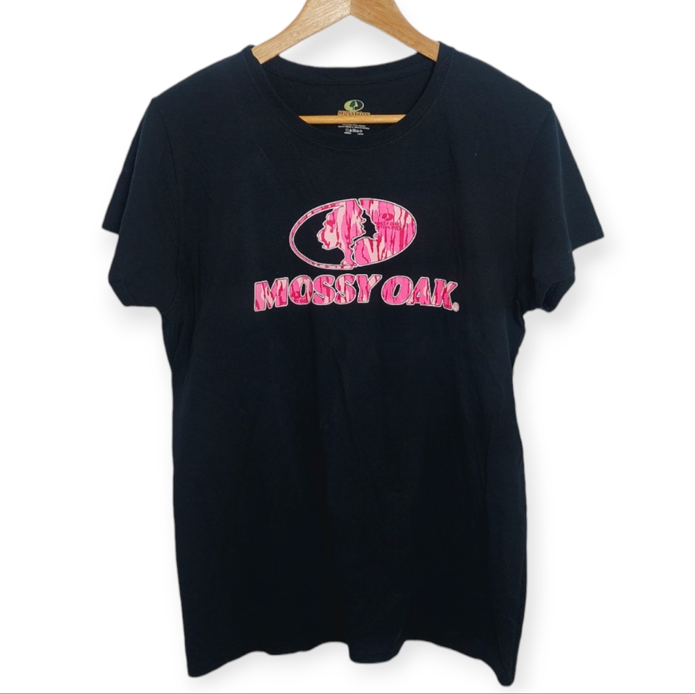 Mossy Oak Women's Size Large Shirt Short Sleeve Black Pink